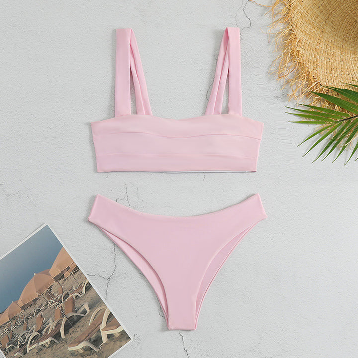 Dame Sporty Bikini-sæt med brede stropper og rynket top Stilla