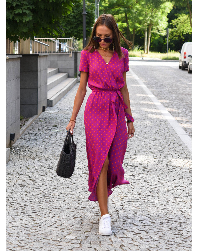 Kvinder Bohemian Floral Wrap Maxi Kjole Stilla