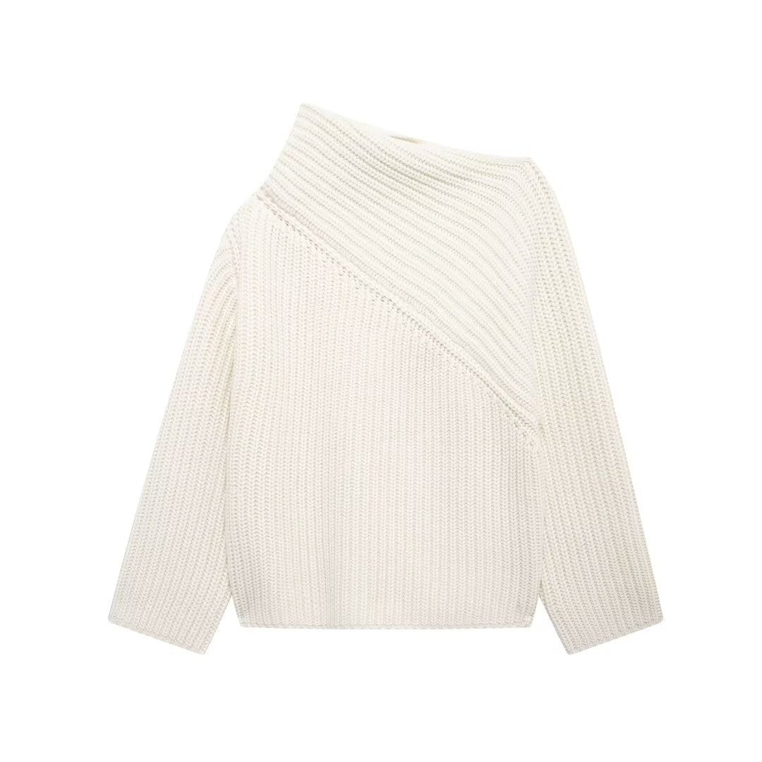 Femme Chunky Strik Asymmetrisk Pullover Stilla