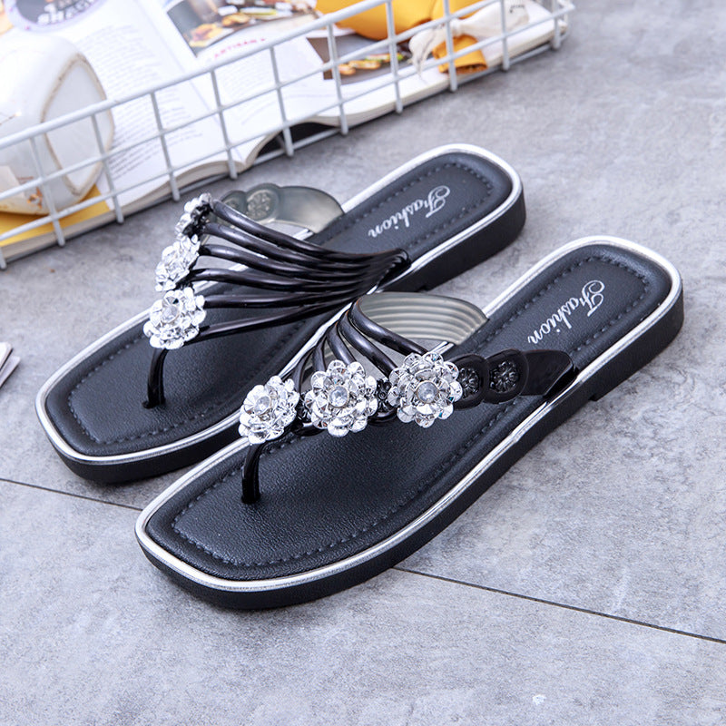 Damer Elegante Flip-Flops med modige blomsterdekorationer Stilla