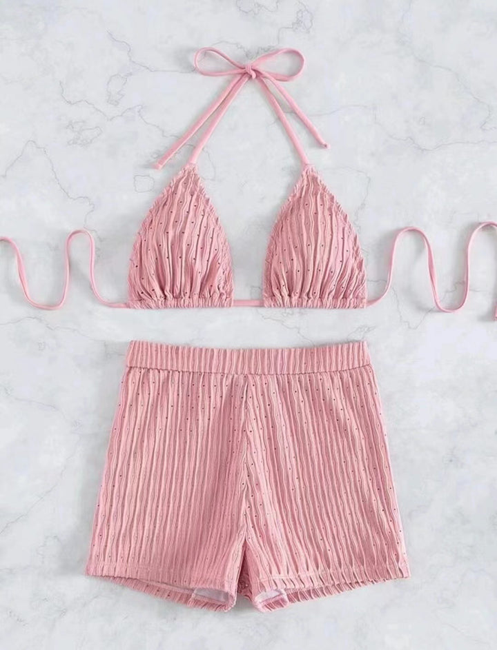 Dame bikini-sæt med foldet tekstur og moderne top Stilla