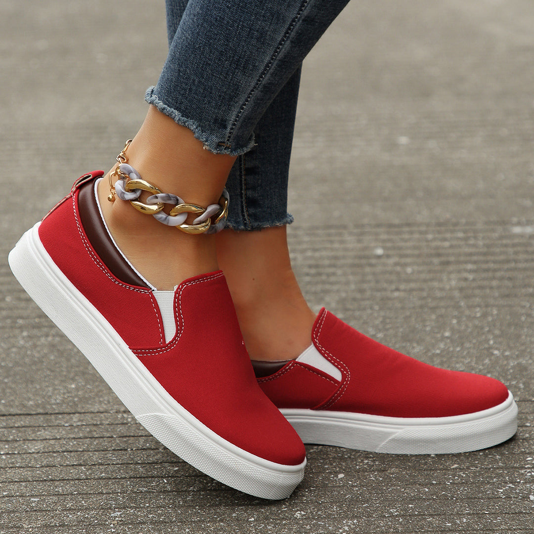 Dame Slip-On Sneakers i elastisk materiale med polstret indersål Stilla