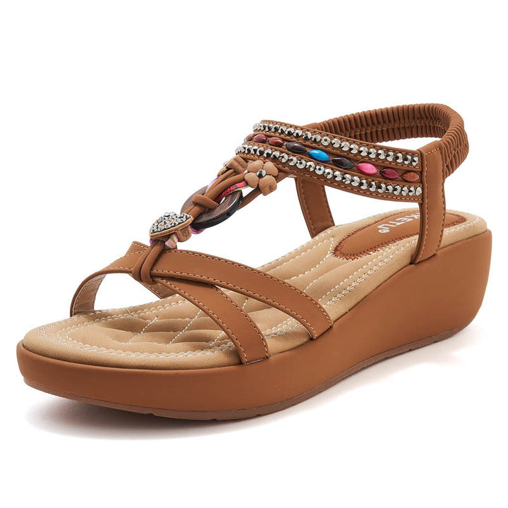 Dame Komfortable Wedge sandaler med dekorative accenter Stilla