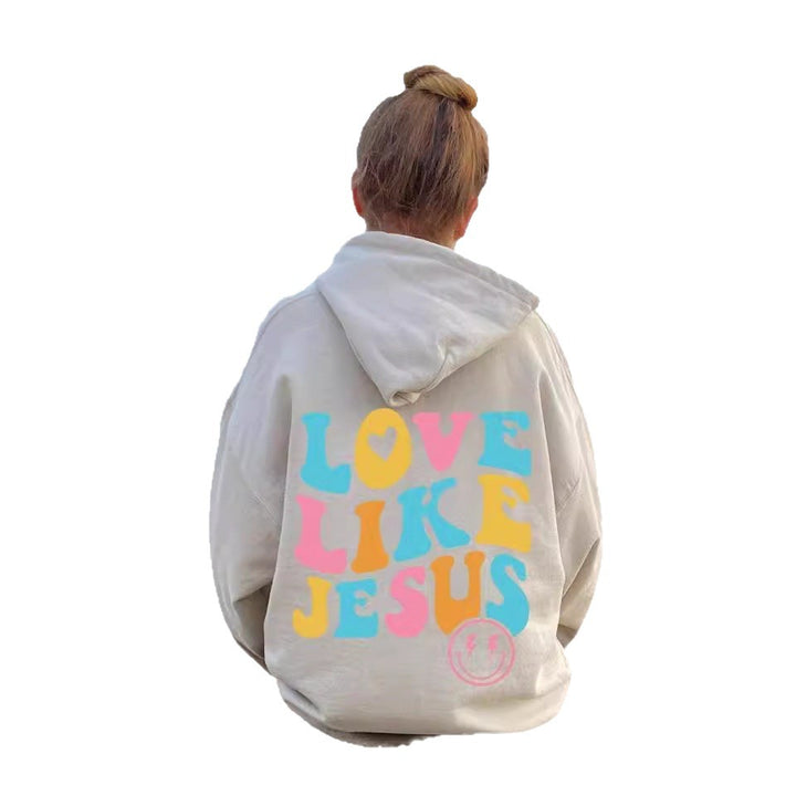 Kvindernes Oversized Hoodie med Farverig Print Skovae