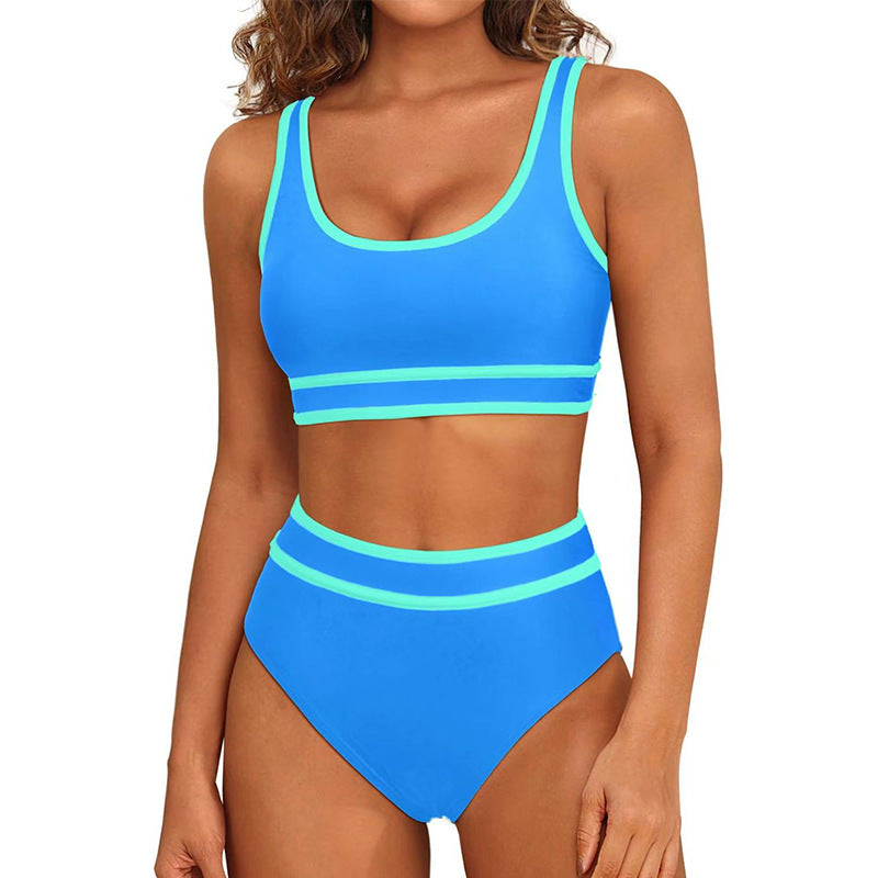 Dame bikini-sæt med høj talje og sporty design Stilla