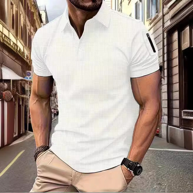 Herrer moderne kortærmet poloshirt med struktureret design Stilla