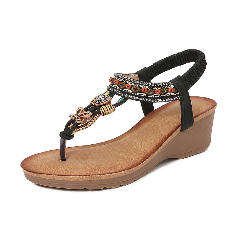 Dame modische Wedge-sandaler med dekorative elementer Stilla