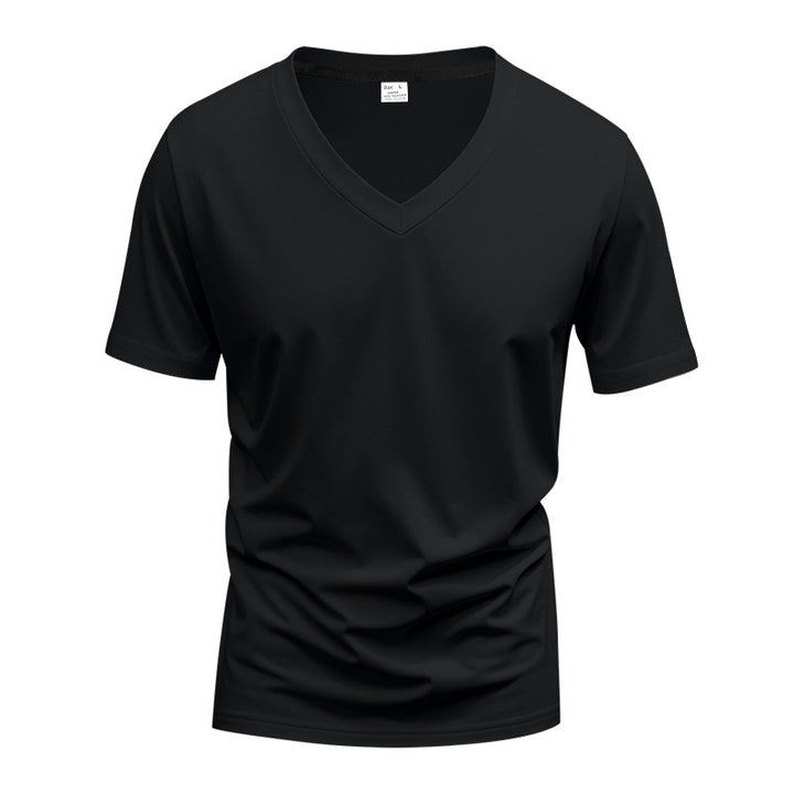Herrer nan klassisk V-hals T-shirt lavet af fin bomuldsjersey med forstærket nakke og dobbelt søm Skovae