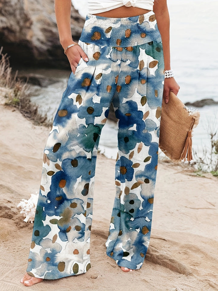 Dame Løs fit Strandbukser med blomsterprints og elastisk talje Stilla