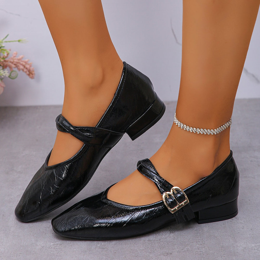 Damer Elegante Ballerinas med dobbelte remme og metaloverflade Stilla