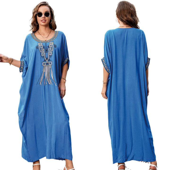 Dame Strandkaftan med kunstnerisk broderet udsmykning Stilla