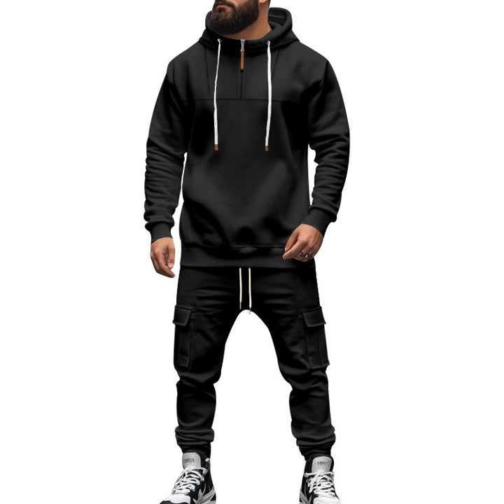 Herrer sporty hoodie og cargo-træningsbukser sæt Stilla