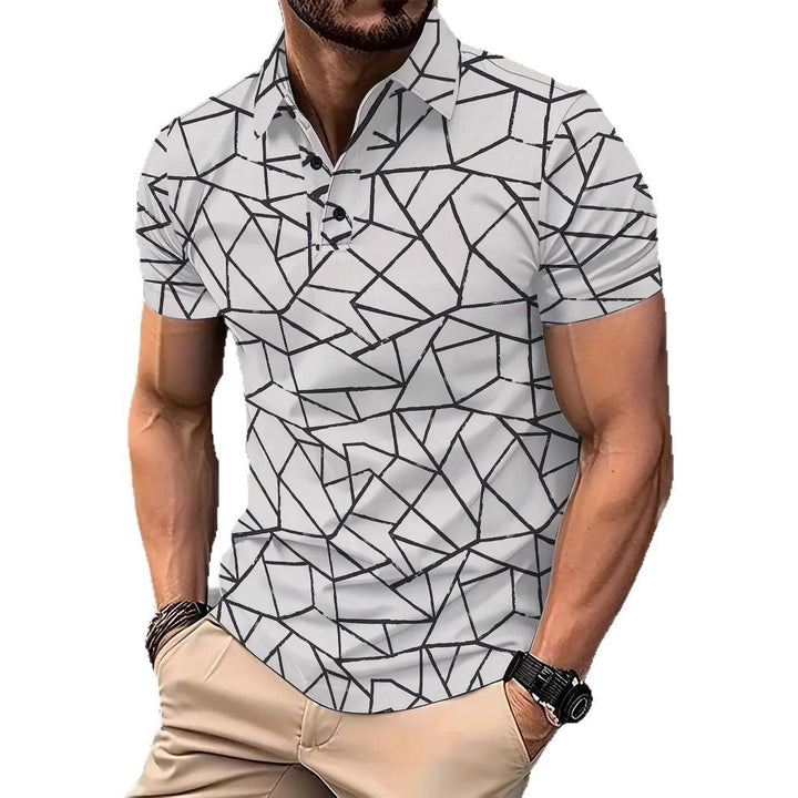Herrer poloshirt med moderne geometrisk mønster og åndbart materiale Stilla