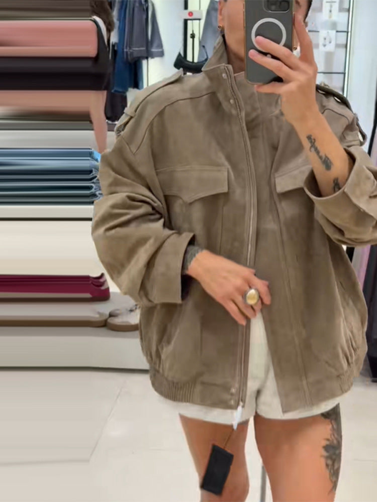Dame Stilfuld og Komfortabel Oversized Suesde Jakke Stilla