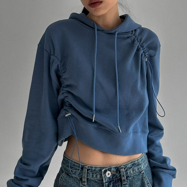 Kvinders cropped hoodie med justerbar snor Stilla