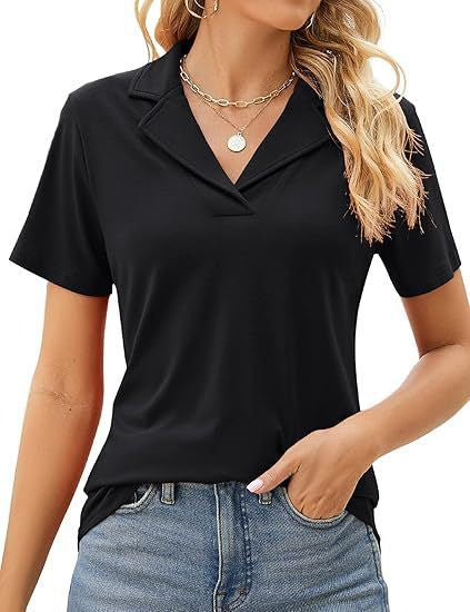 Dame Poloshirt med kort ærme og moderne krave Skovae