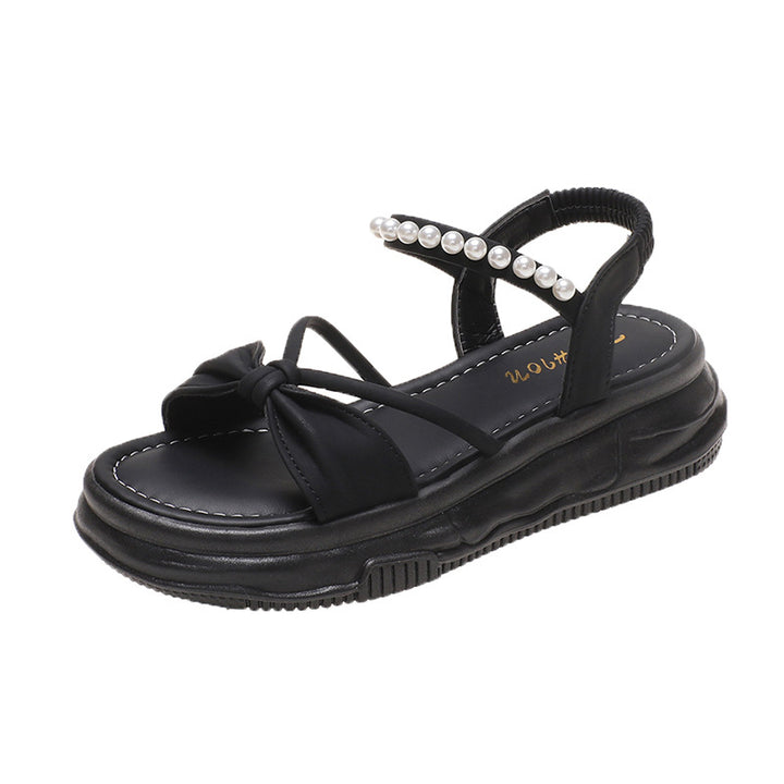 Dame sandaler med perleudsmykning og sløjfedetalje med tyk sål Stilla