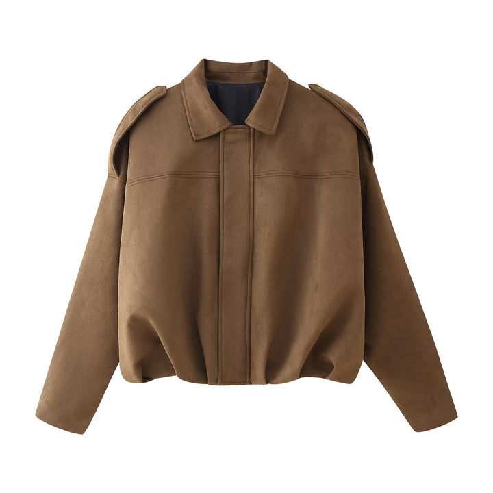 Femme Suede Utility Jakke med strukturerede skuldre Stilla