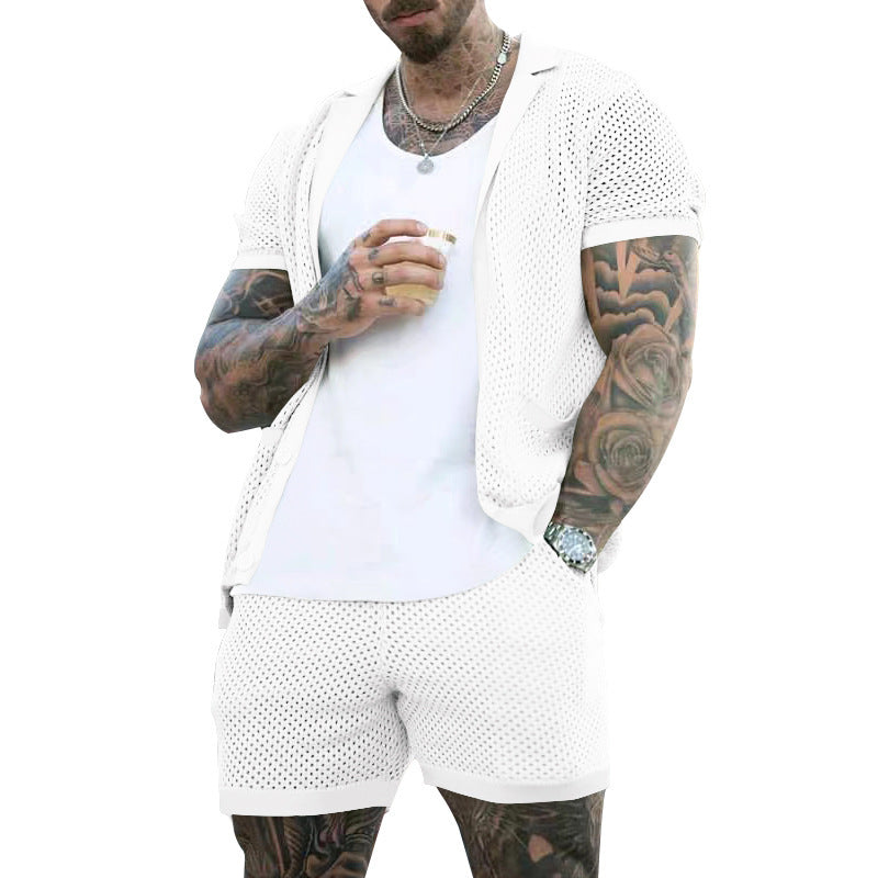 Herre åndbart sportoutfit med moderne netdesign Stilla
