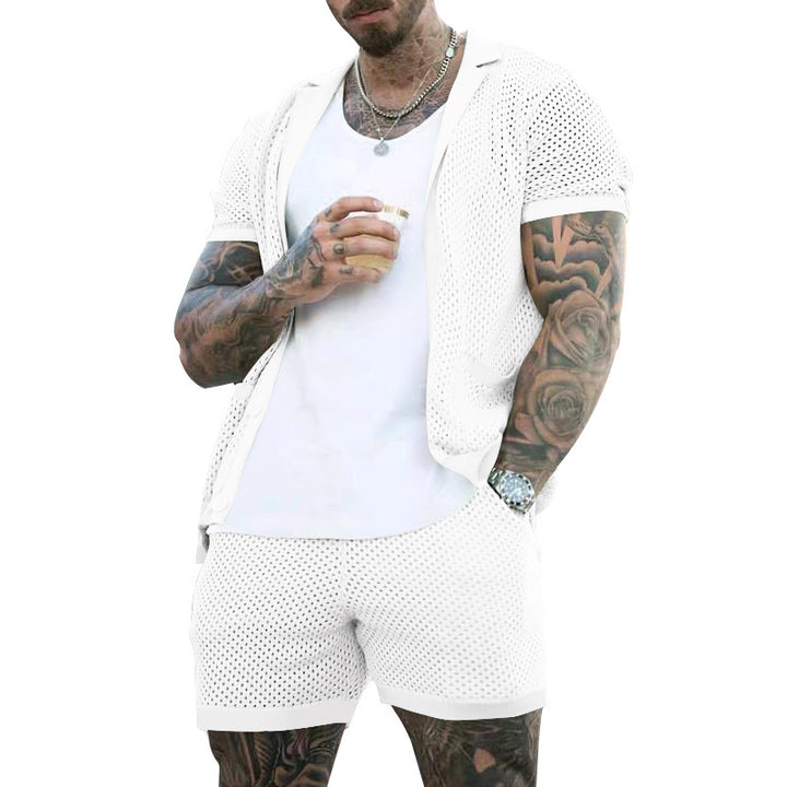Herre åndbart sportoutfit med moderne netdesign Stilla
