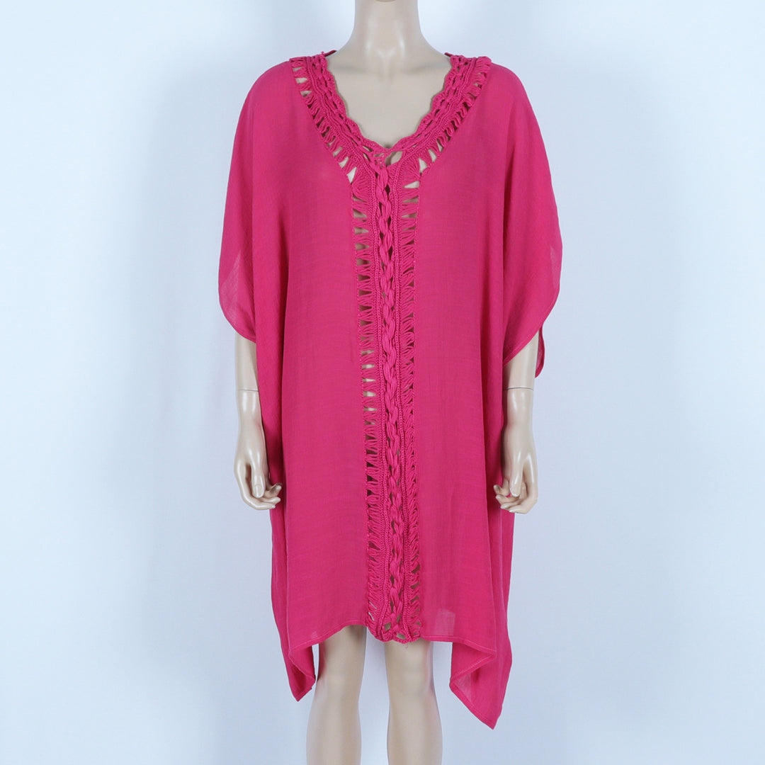 Dame kaftan med snit og dekorativ spidsudsmykning Stilla