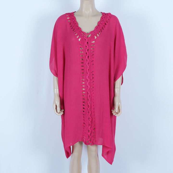 Dame kaftan med snit og dekorativ spidsudsmykning Stilla
