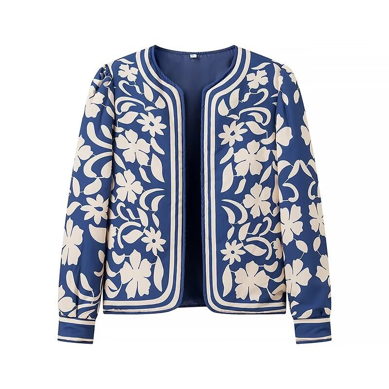 Dame blousonjakke med floralt mønster og elegante accenter Stilla