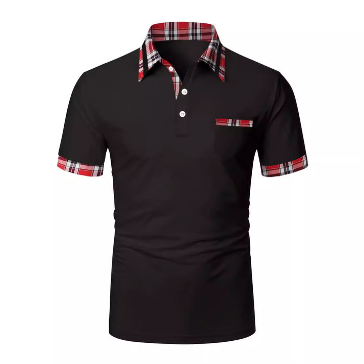Herrer Poloshirt med moderne ternet detalje og praktisk brystlomme Stilla