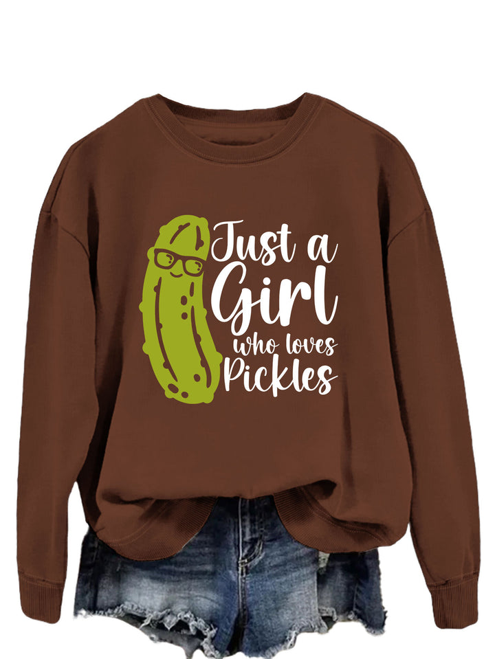 Kvinders sweatshirt med humoristisk agurkmotiv og afslappet pasform Stilla
