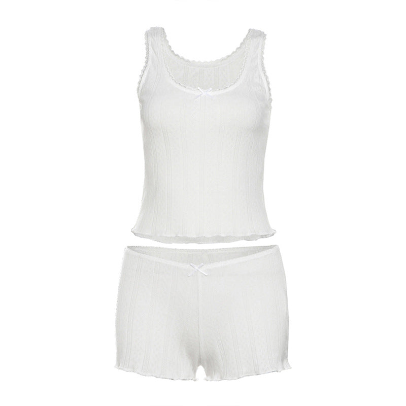 Dame tanktop med matchende shorts i det komfortable strækmateriale Stilla