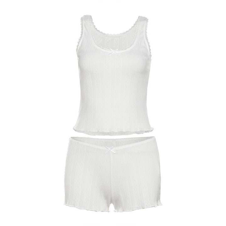 Dame tanktop med matchende shorts i det komfortable strækmateriale Stilla