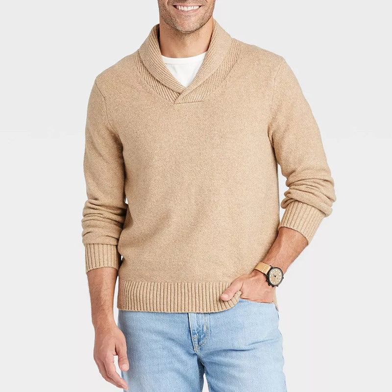 Herre elegant sweater med sjalskrave og ribstruktur Stilla