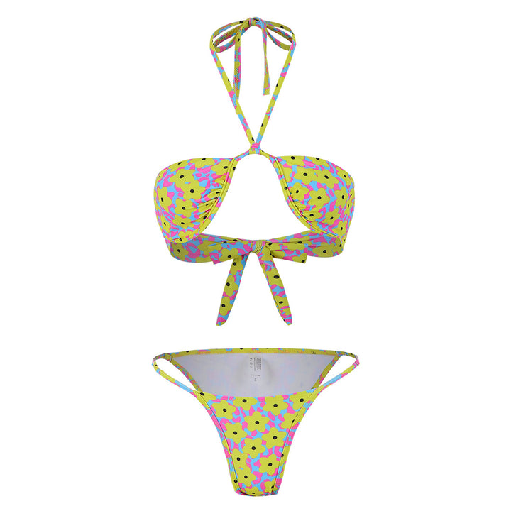 Dame bikini-sæt med blomsterdesign og bandeau top Stilla