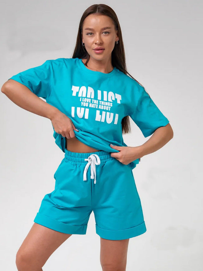 Dame Grafik T-shirt og Shorts Sæt Stilla