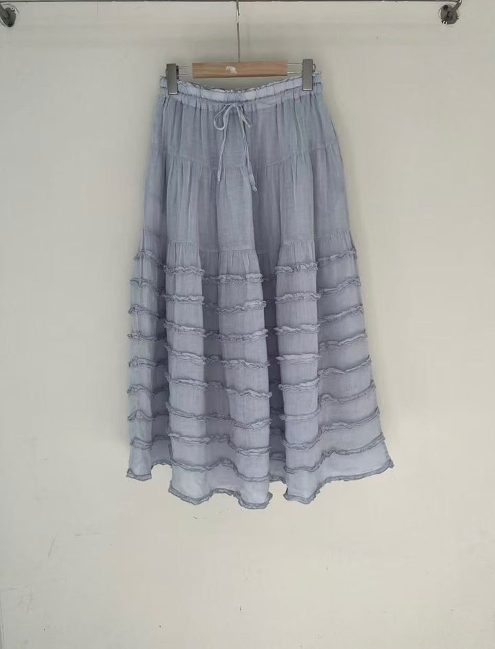 Femme Bohemian lagdelt maxi-nederdel med elastisk talje Stilla