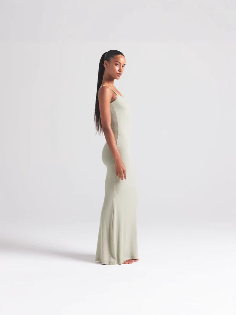 Damer Elegant Spaghetti-Rem Maxi-Kjole Stilla