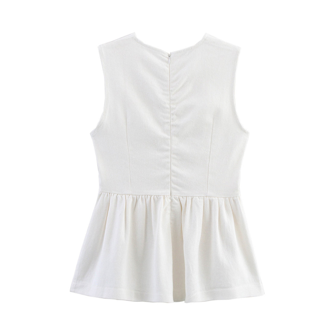 Femme Flared Peplum Top med lomme detaljer Stilla