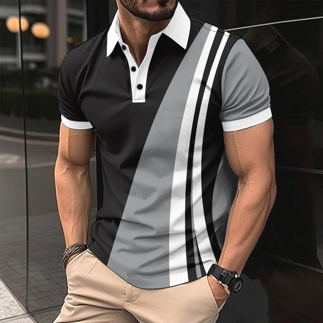 Herrer Poloshirt med moderne grafikdesign Stilla