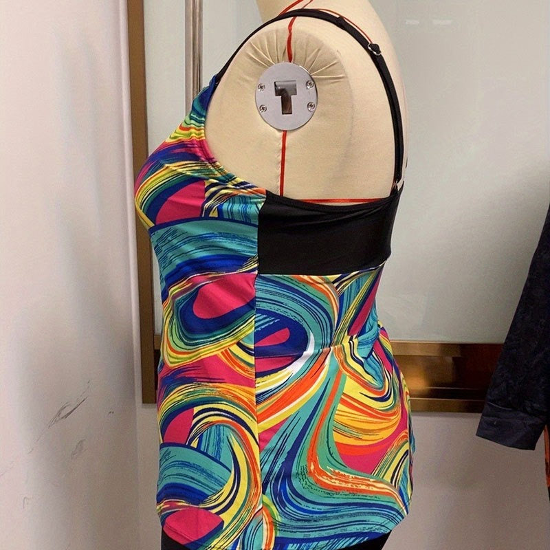 Dame Sporty Tankini med farverigt mønster Skovae