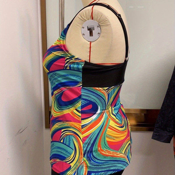 Dame Sporty Tankini med farverigt mønster Skovae