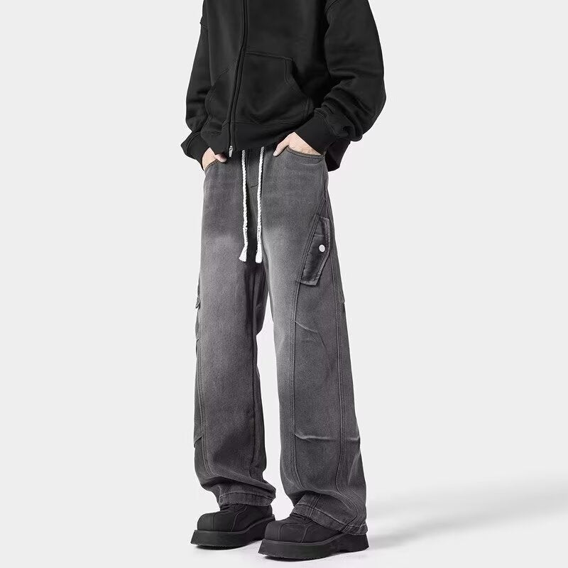 Herrer brede Cargo-jeans med funktionelle lommer og moderne design Stilla