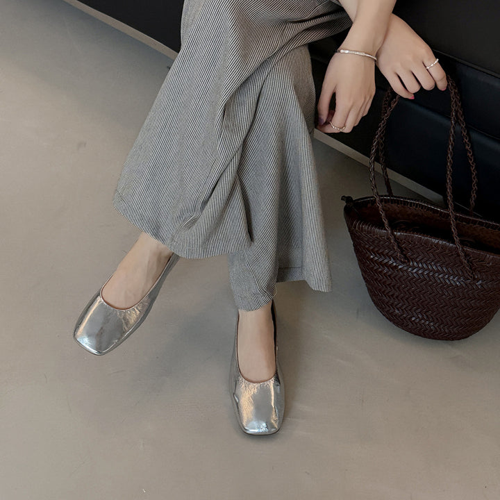 Femme Glossy Metallic Ballerinas Stilla