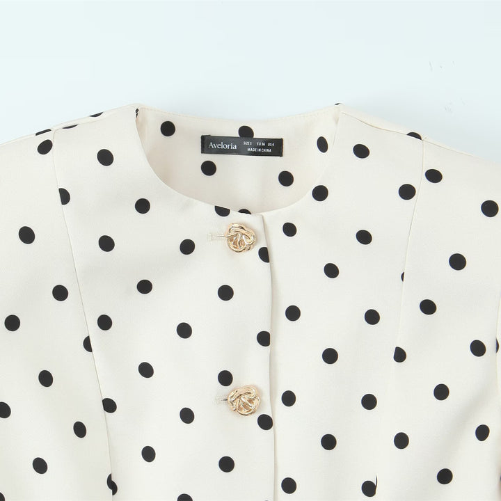 Dame elegant bluse med puffærmer og knapdetaljer Skovae