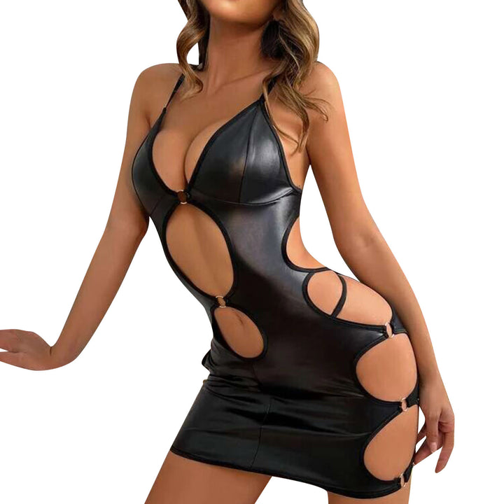 Dame Cutout Læder Mini Kjole Stilla