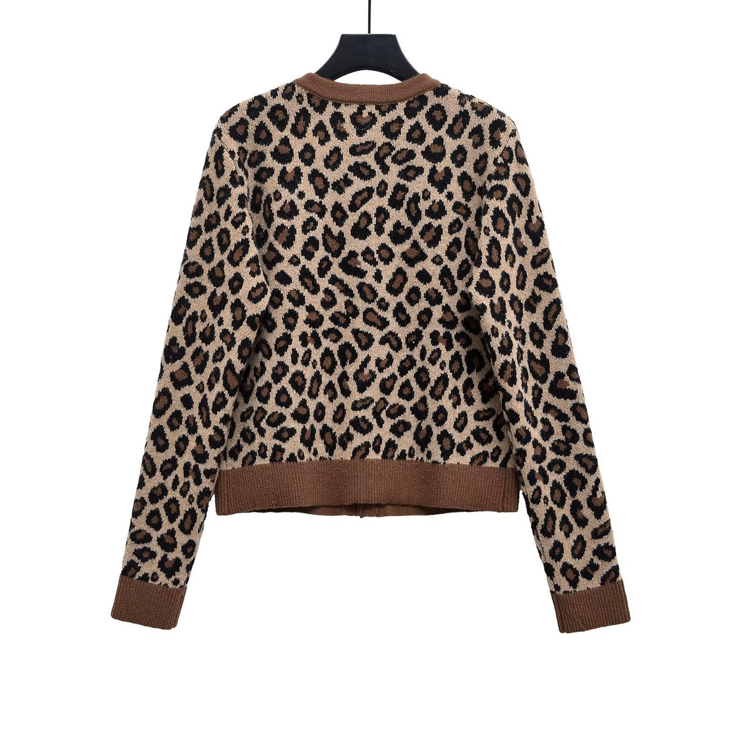 Femme Leopardmønster Knap-Up Cardigan Stilla