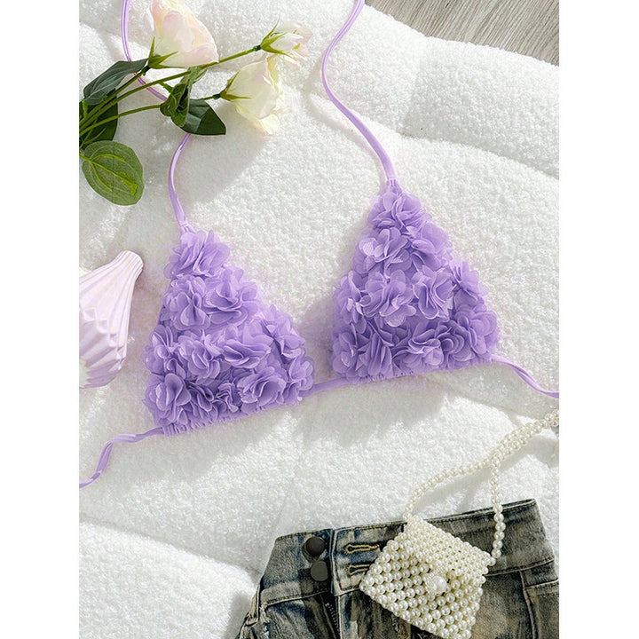 Dame triangelbikini med blomster ruffle design Skovae