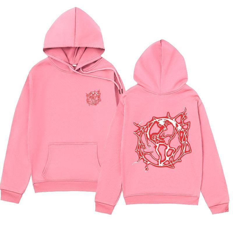 Kvinders hoodie sweatshirt med kunstnerisk grafisk print og praktisk kængurulomme Skovae