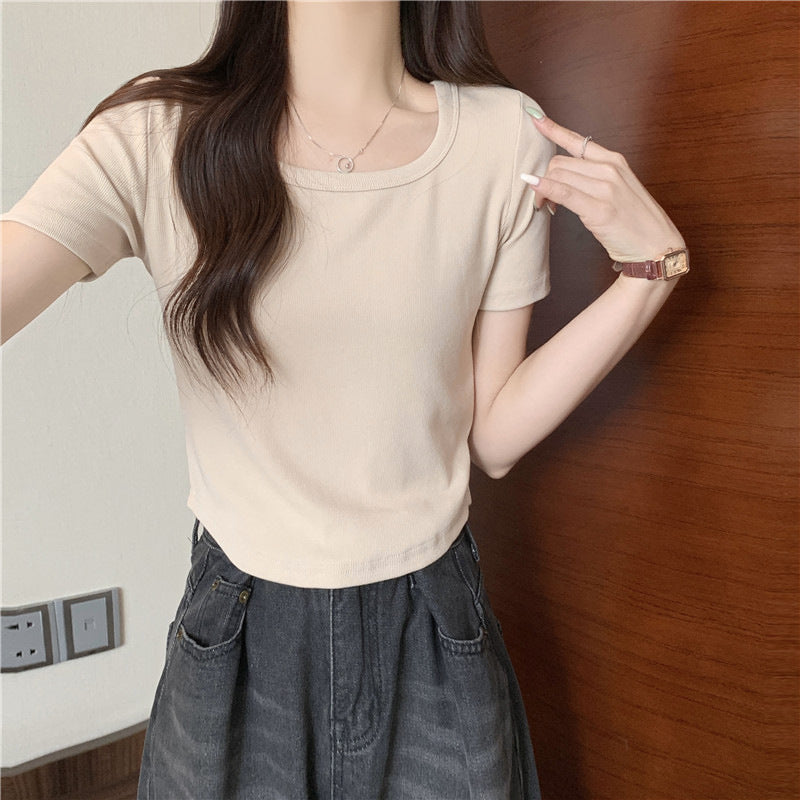 Femme Struktureret Korte ærmer-Crop-Top Stilla