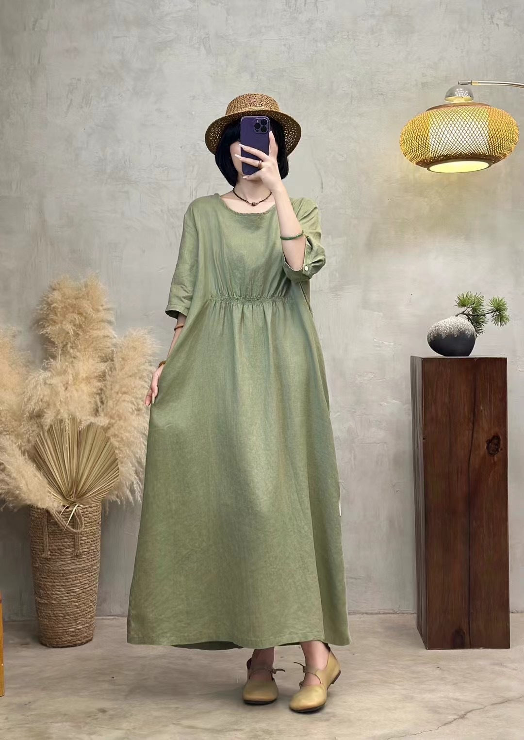 Dame Elegant Maxi-Kjole med Empire-talje Stilla