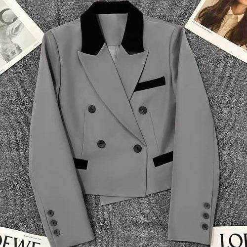 Kvinders fashionable cropped dobbeltknapjakke Stilla